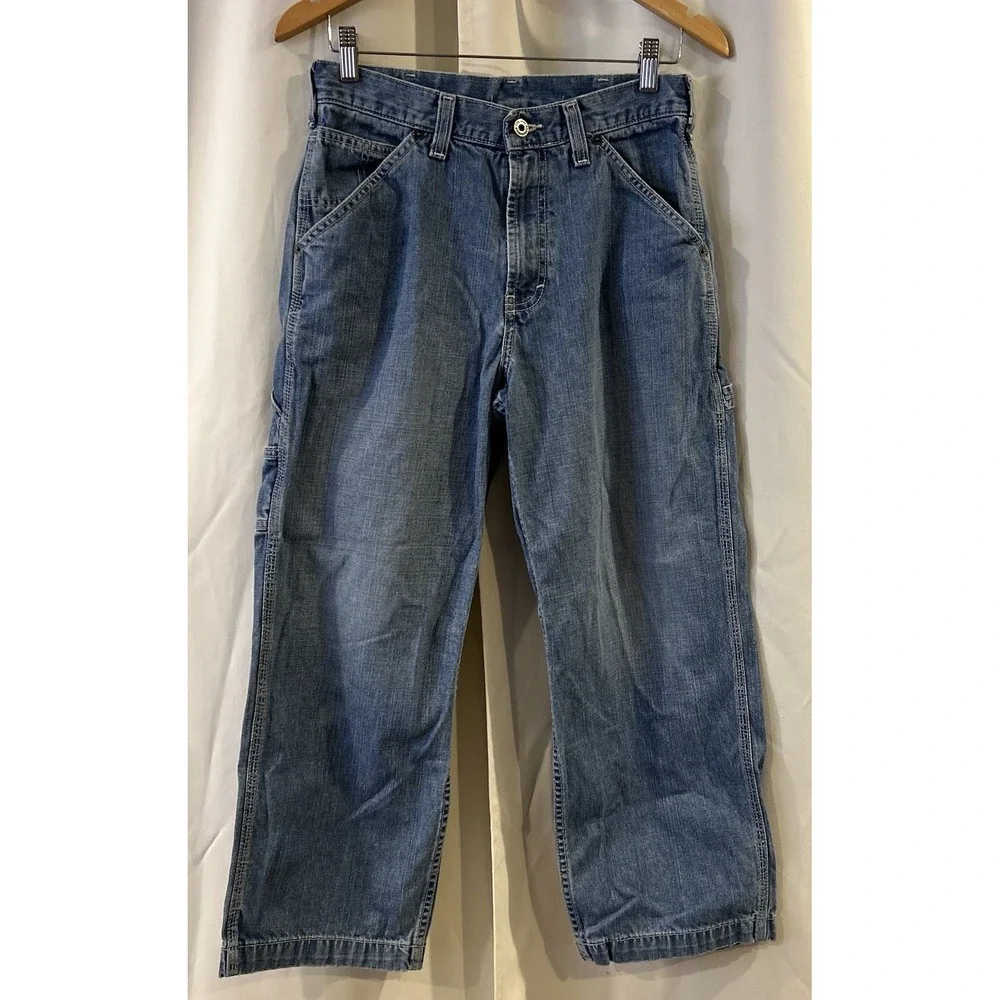 VTG Abercrombie Fitch Jeans Boys Size 14 Blue‎ Straight Carpenter painters Denim